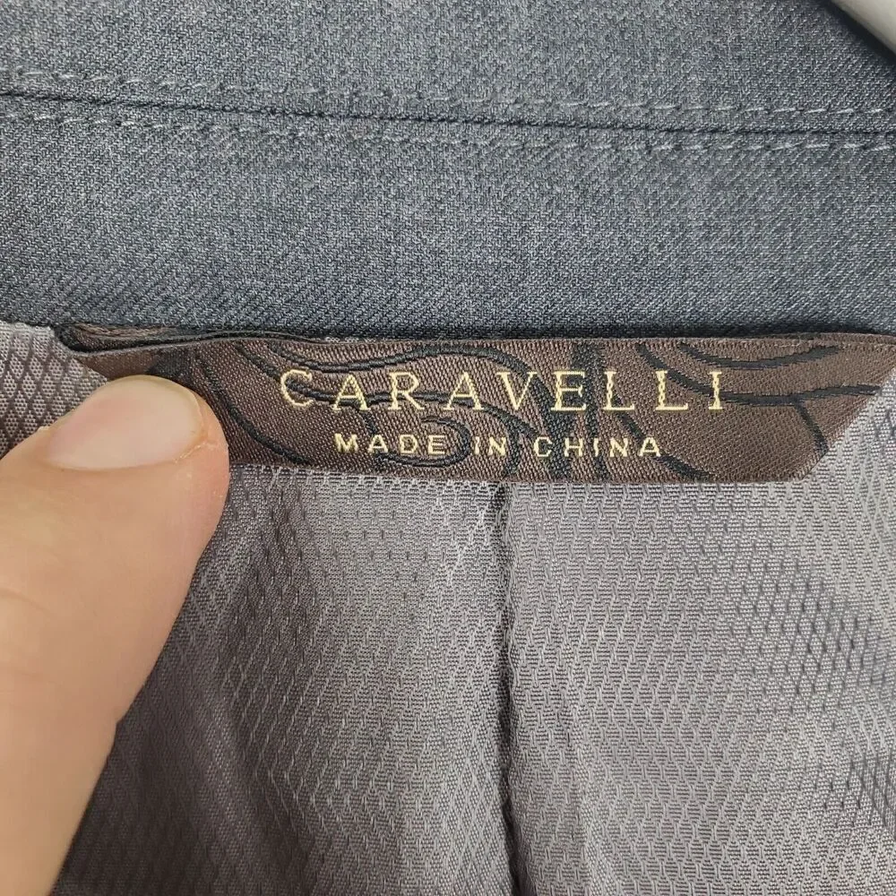 Caravelli Oxford Blazer Superior 150s 06 Drop Italian Grey Mens 40 R Dual Vent